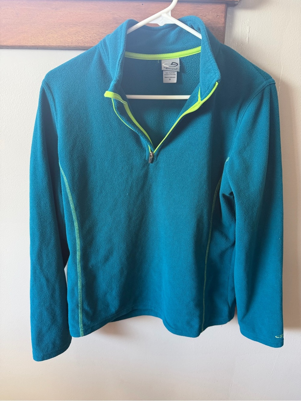 Champion Teal Quarter-Zip Fleece with Lime Trim